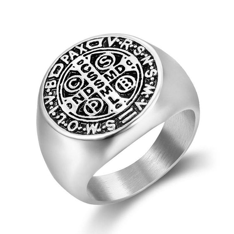Wholesale Retro Hip Hop Punk Style Titanium Steel Letter Ring for Men