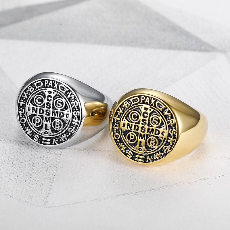 Wholesale Retro Hip Hop Punk Style Titanium Steel Letter Ring for Men | Wholesale Jewelry Only 2