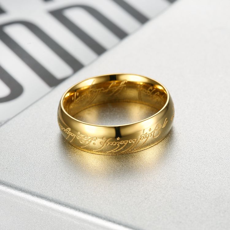 Europe and the United States retro domineering titanium steel men's gold ring