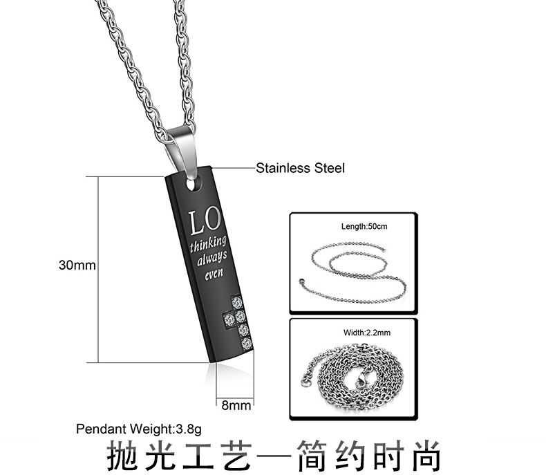 New Fashion couple boutique LOVE CZ pendant Titanium steel couple necklace  | Wholesale Jewelry Only 5