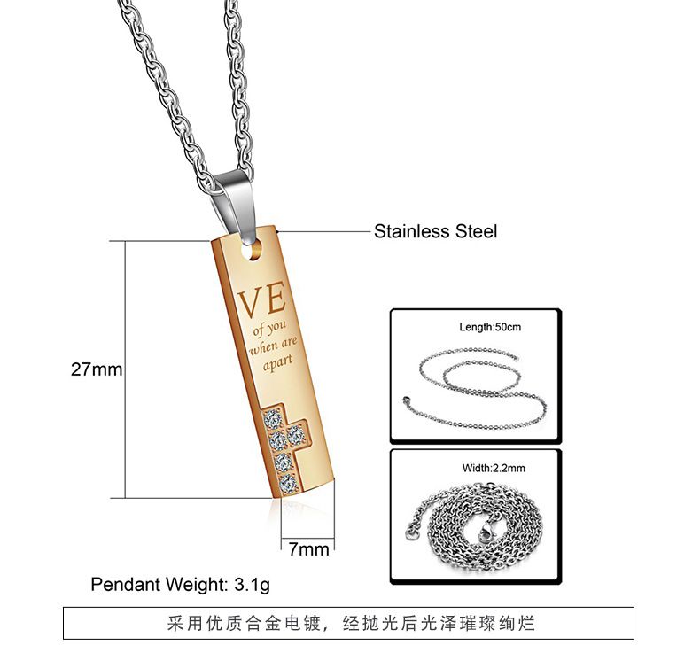 New Fashion couple boutique LOVE CZ pendant Titanium steel couple necklace  | Wholesale Jewelry Only 6