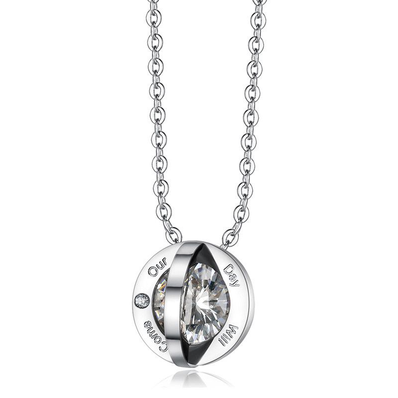 Hip Hop Elegant Round Zirconia Pendant Couple Necklace | Wholesale Jewelry Only 2