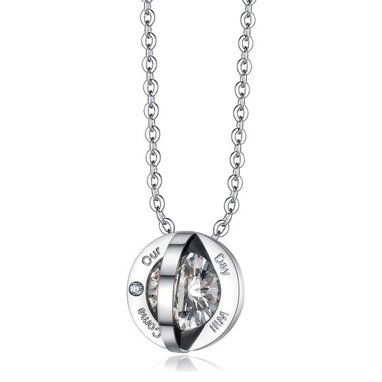 Hip Hop Elegant Round Zirconia Pendant Couple Necklace | Wholesale Jewelry Only 2