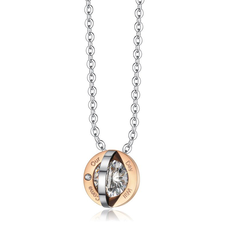 Hip Hop Elegant Round Zirconia Pendant Couple Necklace | Wholesale Jewelry Only 3