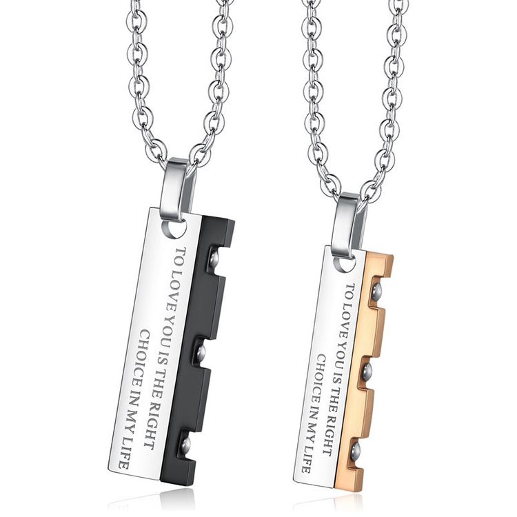 Hip Hop Punk Vintage Blade Patchwork Titanium Steel Couple Pendant Necklace