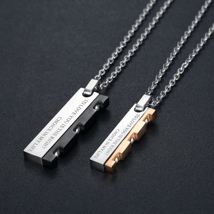 Hip Hop Punk Vintage Blade Patchwork Titanium Steel Couple Pendant Necklace