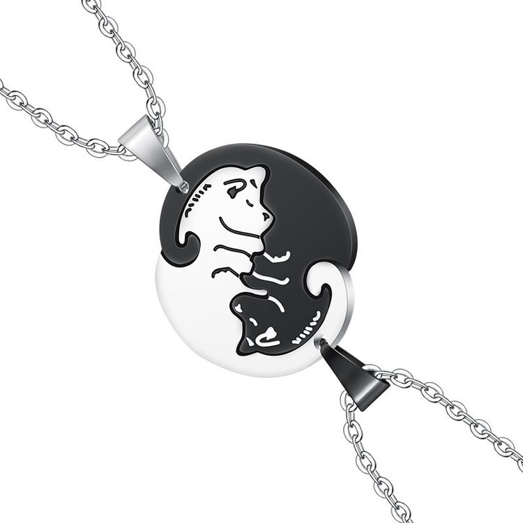 Creative dog hug pendant Wholesale Couple stainless steel Necklace 