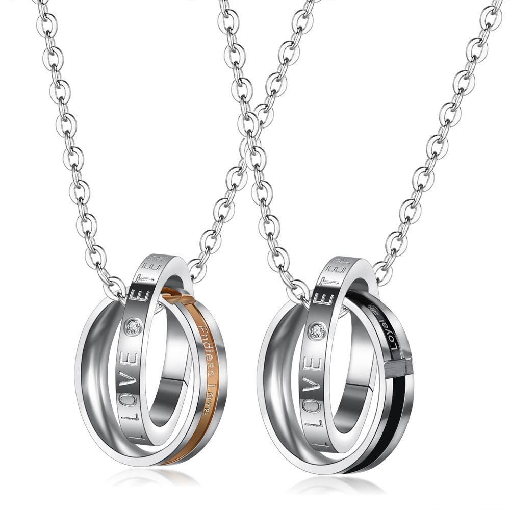 New fine cross double circle pendant titanium steel couple necklace Wholesale | Wholesale Jewelry Only 0