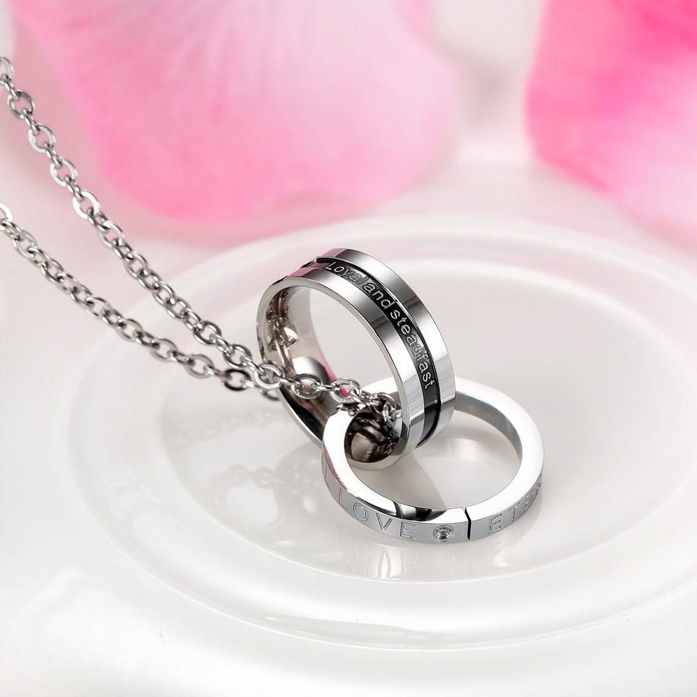 New fine cross double circle pendant titanium steel couple necklace Wholesale | Wholesale Jewelry Only 2