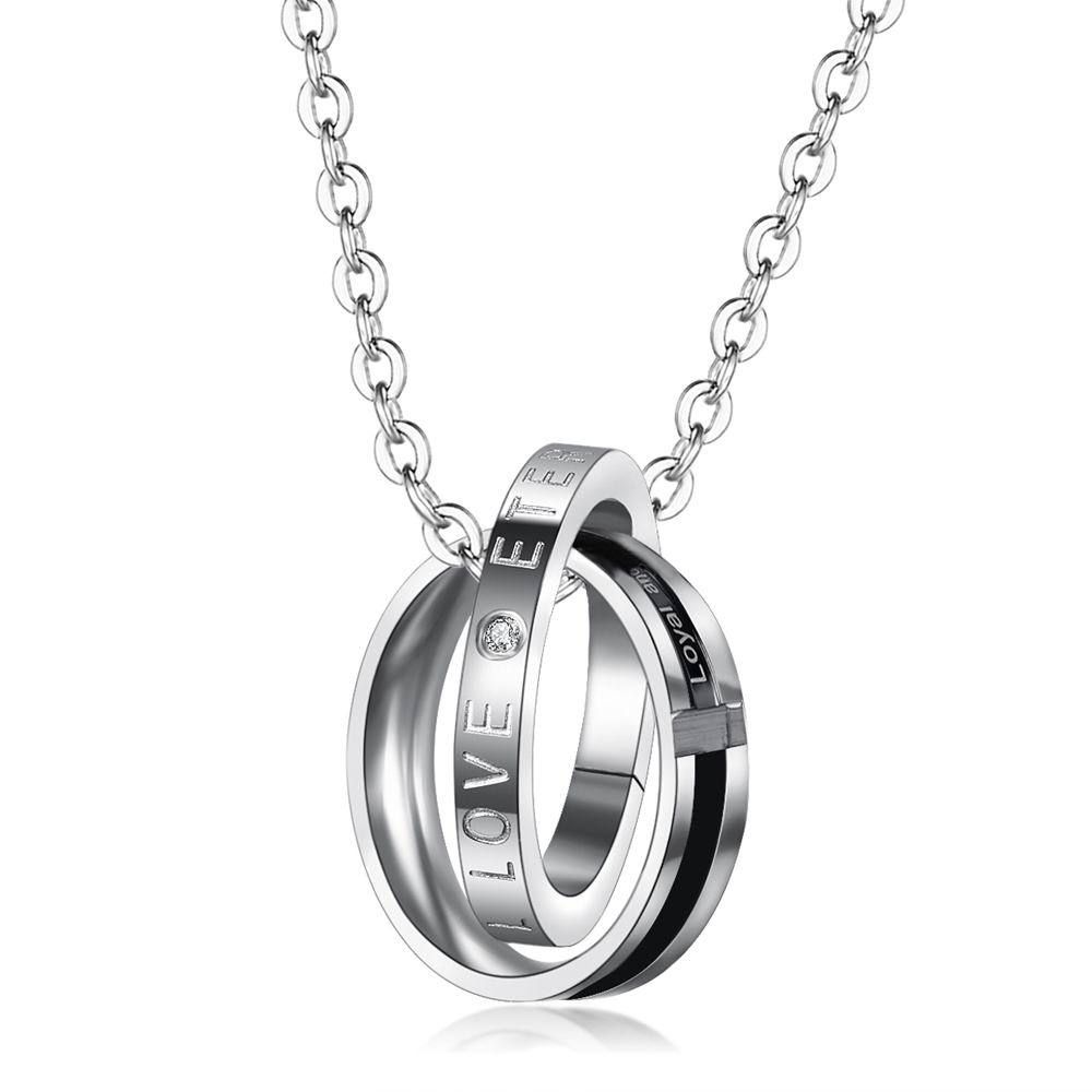 New fine cross double circle pendant titanium steel couple necklace Wholesale | Wholesale Jewelry Only 3