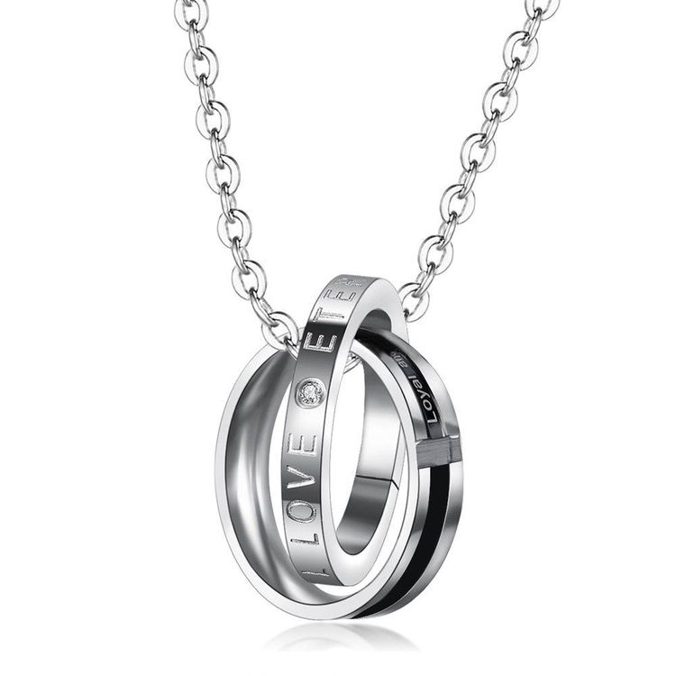 New fine cross double circle pendant titanium steel couple necklace Wholesale | Wholesale Jewelry Only 3
