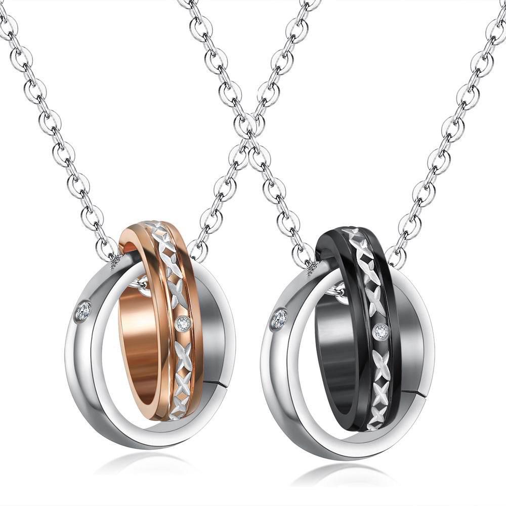 Wholesale Creative Celebrity Titanium steel couple pendant necklace | Wholesale Jewelry Only 0