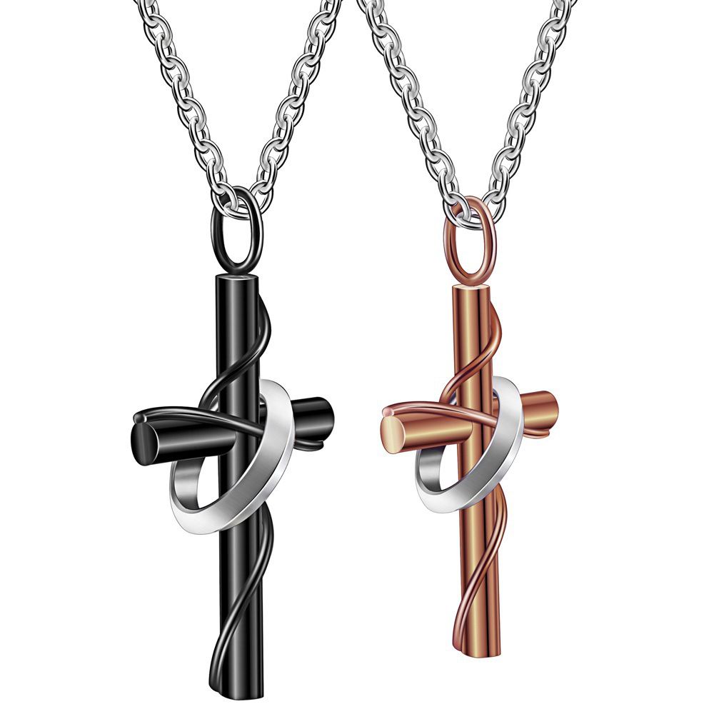 Creative Vintage Cross Pendant Stainless Steel Couple Necklace | Wholesale Jewelry Only 0