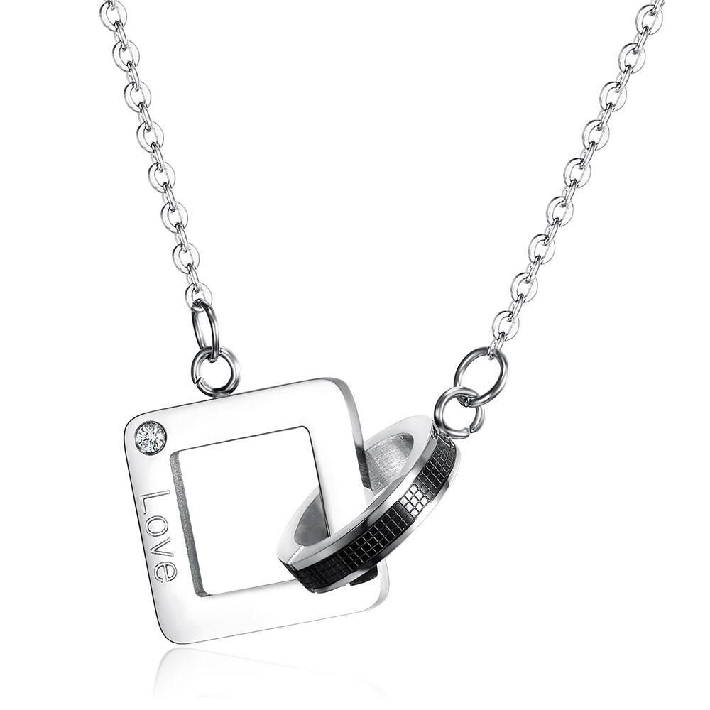 Wholesale Square Heart Pendant Titanium Couple's Necklace Gift  | Wholesale Jewelry Only 3