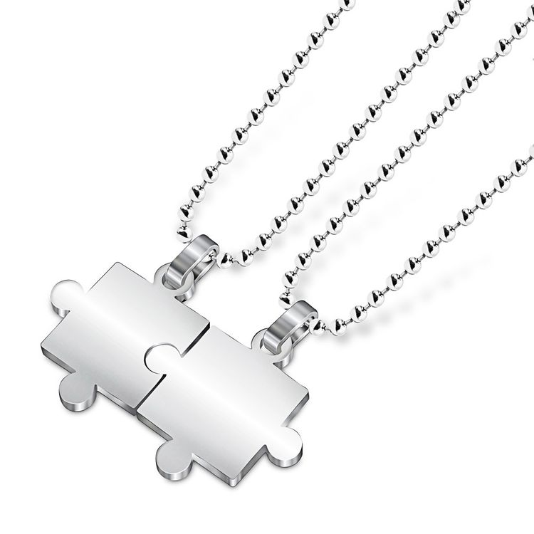 Creative Puzzle Pendant Stainless Steel Couple Necklace 