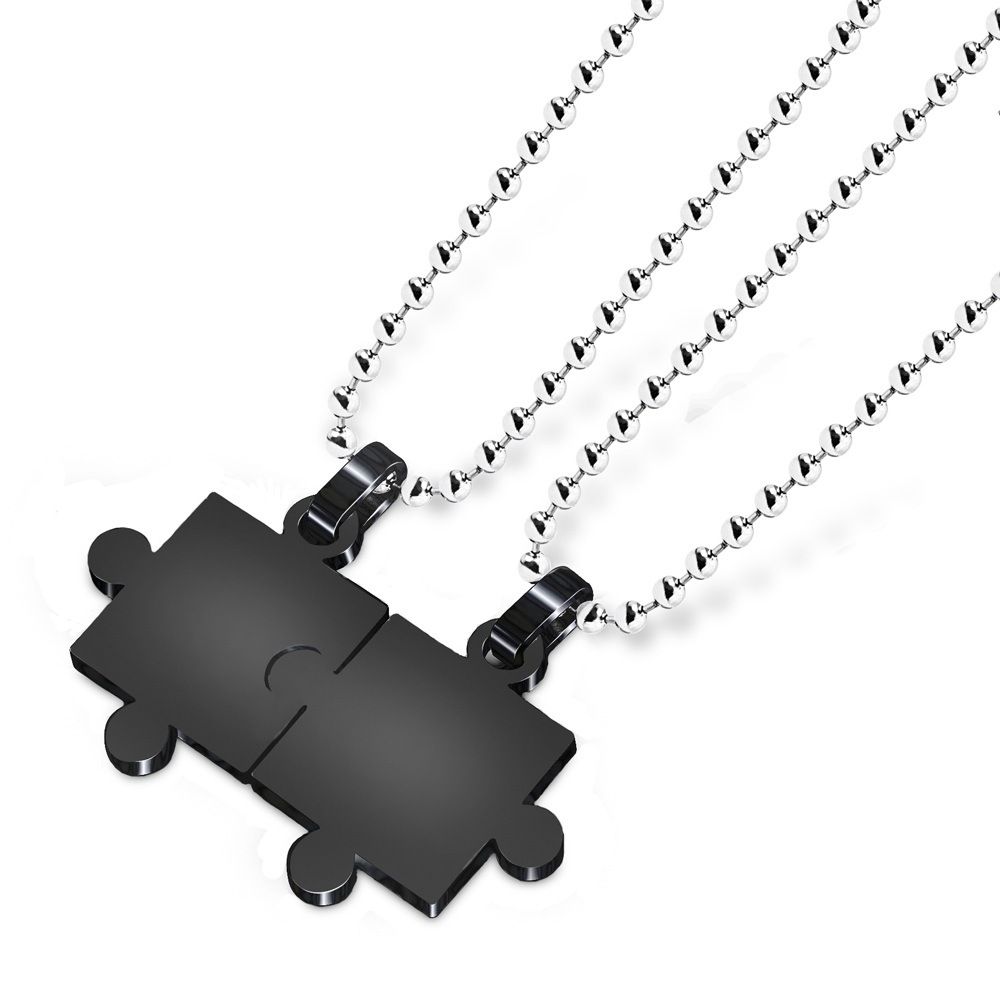 Creative Puzzle Pendant Stainless Steel Couple Necklace  | Wholesale Jewelry Only 1