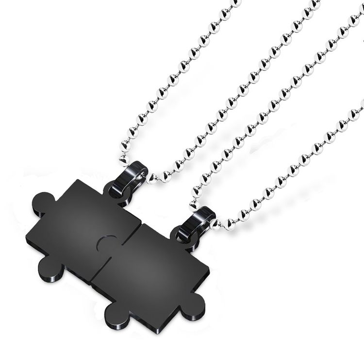 Creative Puzzle Pendant Stainless Steel Couple Necklace 