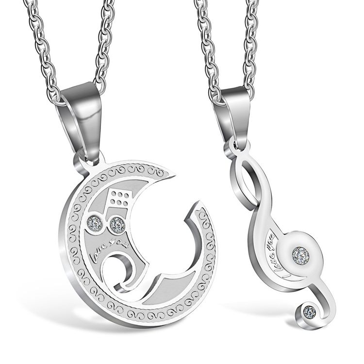 Wholesale Creative Music Symbol Titanium Couple Pendant Necklace