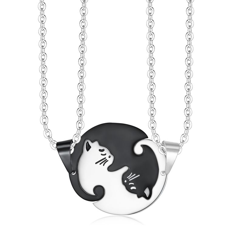  Cute Animal Cat Pendant Puzzle Couple Necklace Wholesale