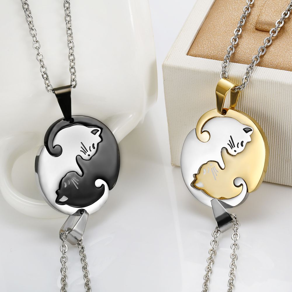  Cute Animal Cat Pendant Puzzle Couple Necklace Wholesale | Wholesale Jewelry Only 4