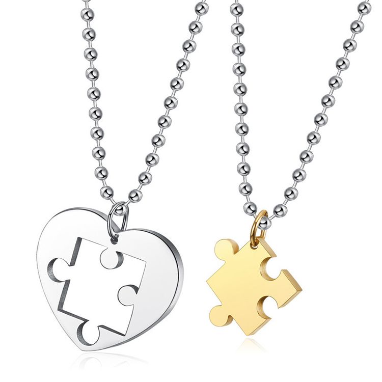 Fashion Classic Heart Puzzle Wholesale Stainless Steel Couple Necklace Pendant