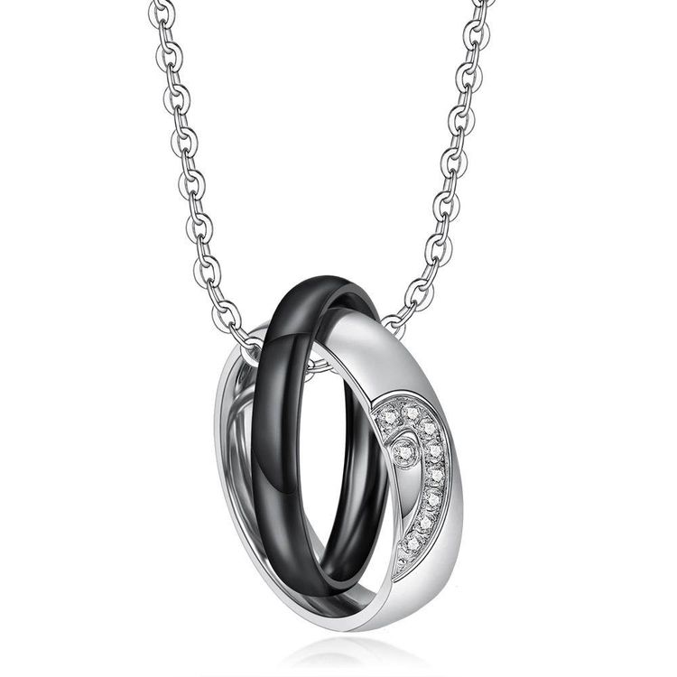 Fashion Heart Love CZ Jigsaw Titanium Couple Necklace | Wholesale Jewelry Only 2