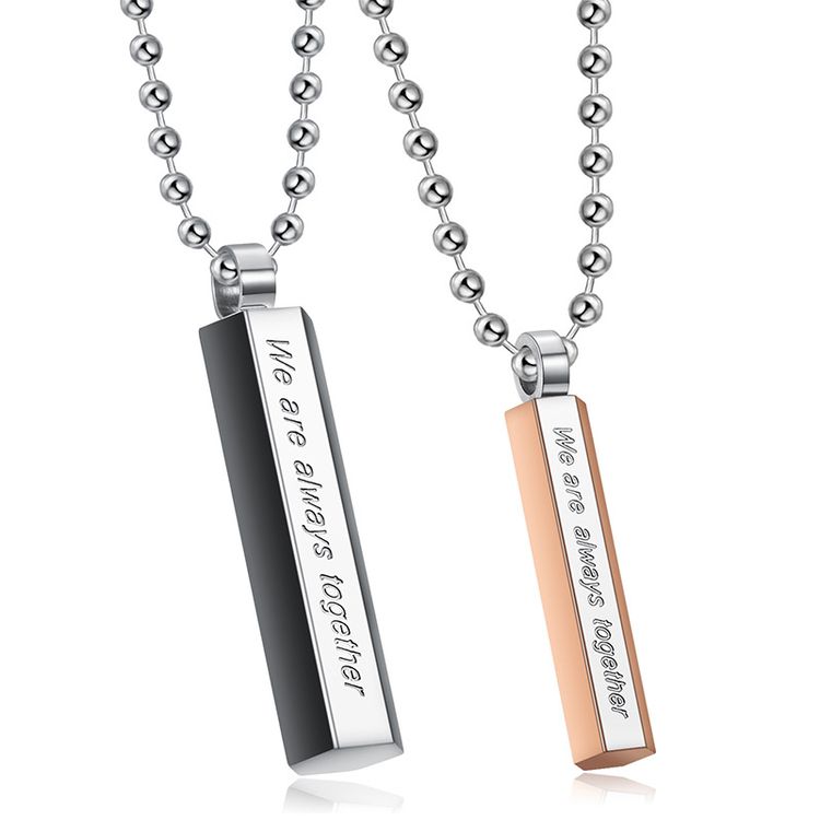 Trendy Sweet Titanium Steel Cylindrical Couple Pendant Necklace