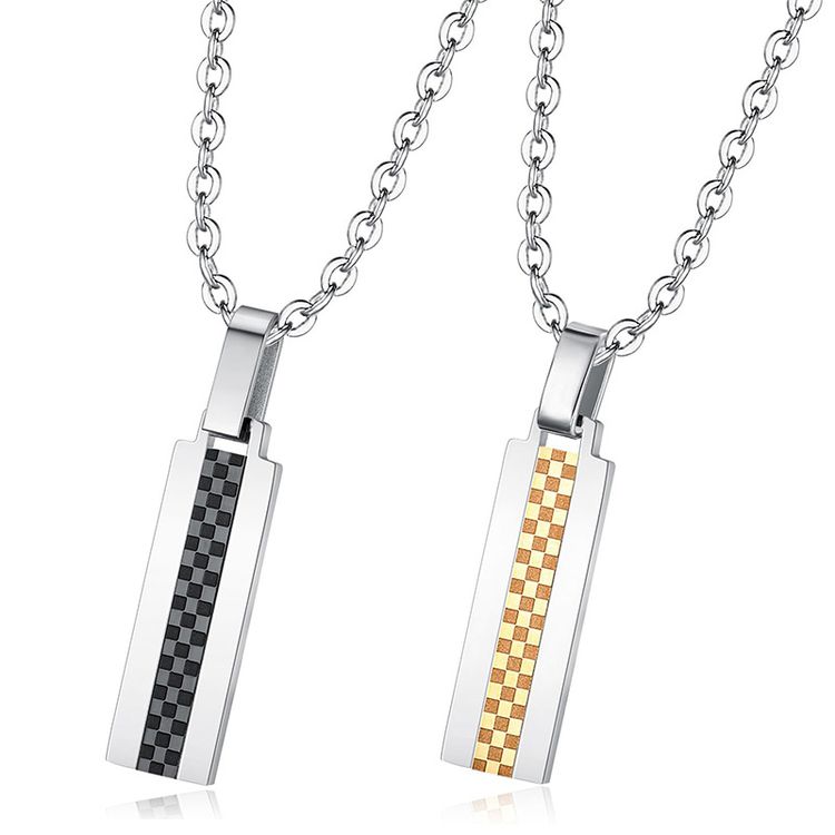 Punk Titanium Square Couple Fashion Necklace Wholesale