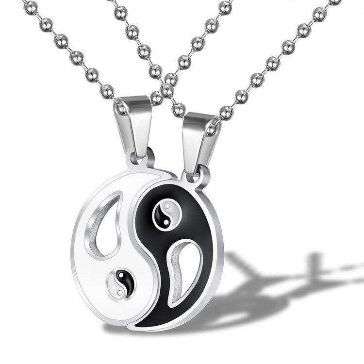 Stainless Steel Yin Yang Taiji Bagua Pendant Couple Necklace