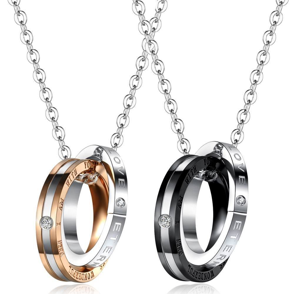 New Trend Drilling Pendant Titanium Steel Couple Necklace Wholesale | Wholesale Jewelry Only 0