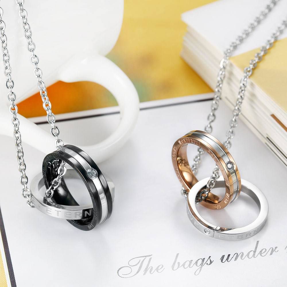 New Trend Drilling Pendant Titanium Steel Couple Necklace Wholesale | Wholesale Jewelry Only 1