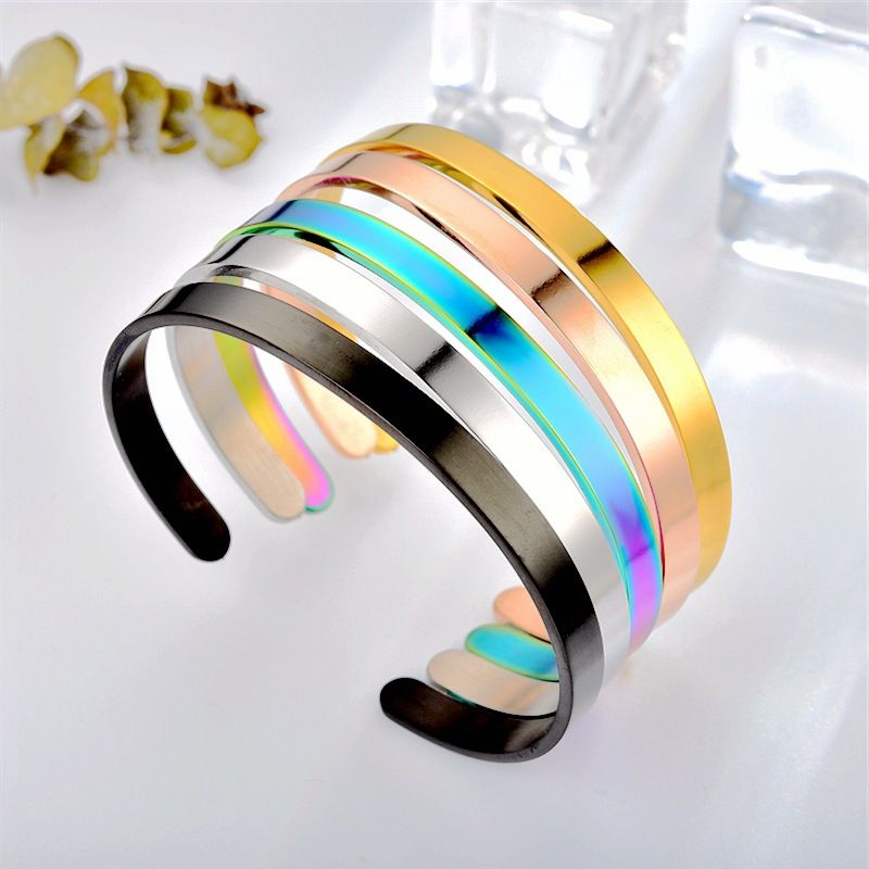 Fashion Titanium Stainless Steel C-shaped 6mm Bracelet | Wholesale Jewelry Only 1