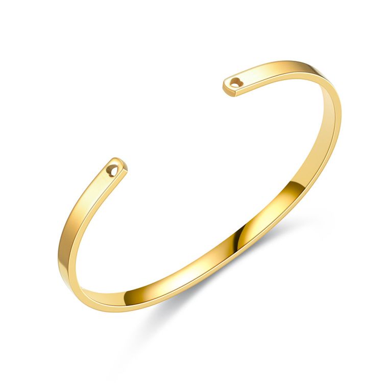 Trendy Titanium Stainless Steel Bracelet C-shaped Peach Heart Hole 4mm | Wholesale Jewelry Only 2