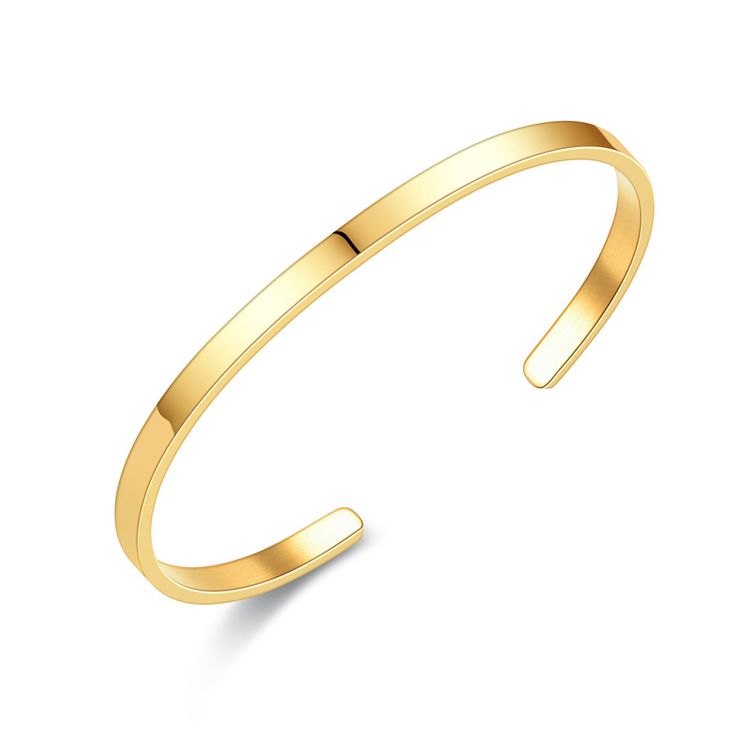 Wholesale Stainless Steel Polished Minimalist C-Shaped 4mm Titanium Bracelet | Wholesale Jewelry Only 5