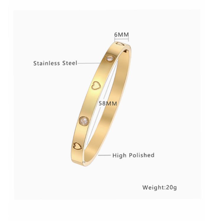 Love-shaped Titanium Steel Zircon Bracelet For Ladies | Wholesale Jewelry Only 2