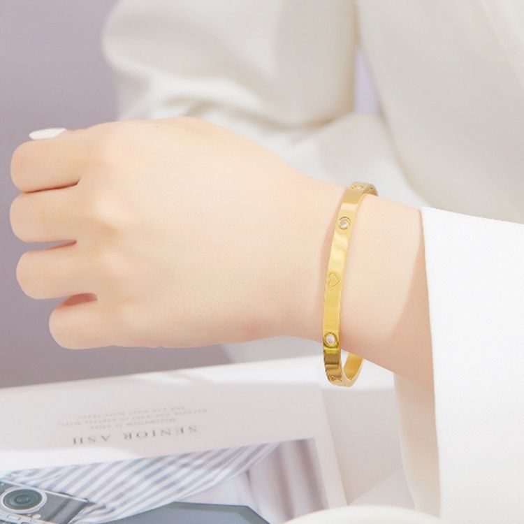 Love-shaped Titanium Steel Zircon Bracelet For Ladies | Wholesale Jewelry Only 6