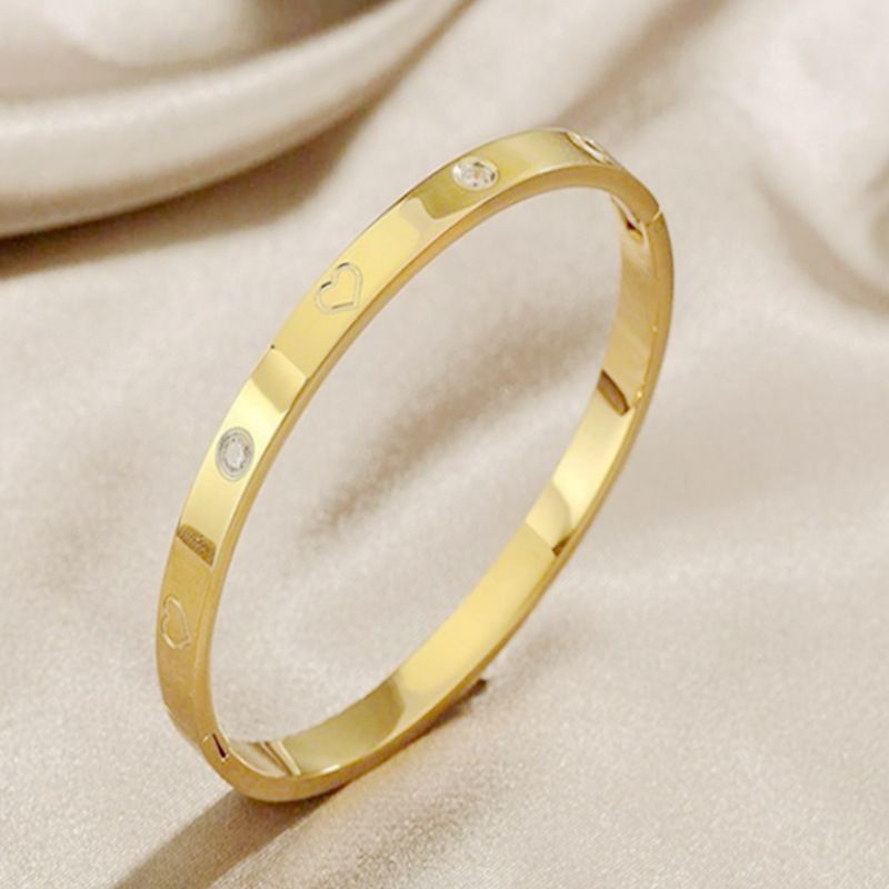 Love-shaped Titanium Steel Zircon Bracelet For Ladies | Wholesale Jewelry Only 7
