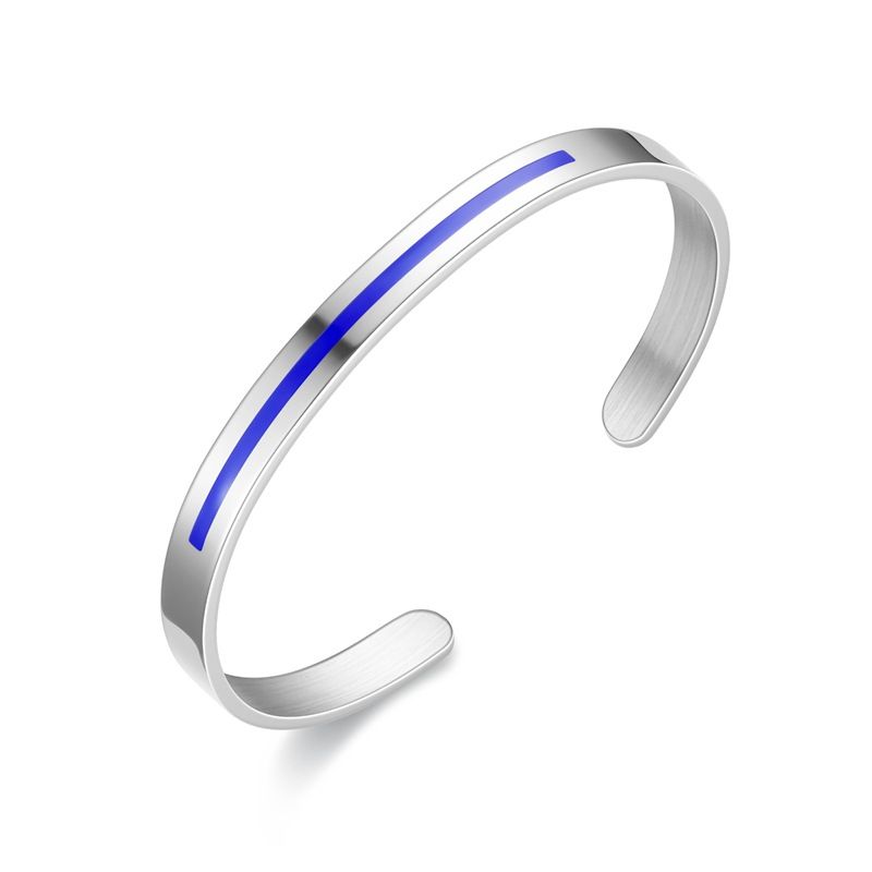 C-Shape 316L Titanium Steel Red and Blue Bar Couple's Bracelet | Wholesale Jewelry Only 3