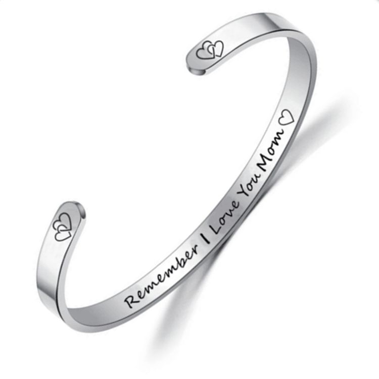 Family MOM DaD SON Daughter Engraving Adjustable Stainless Steel Bracelet