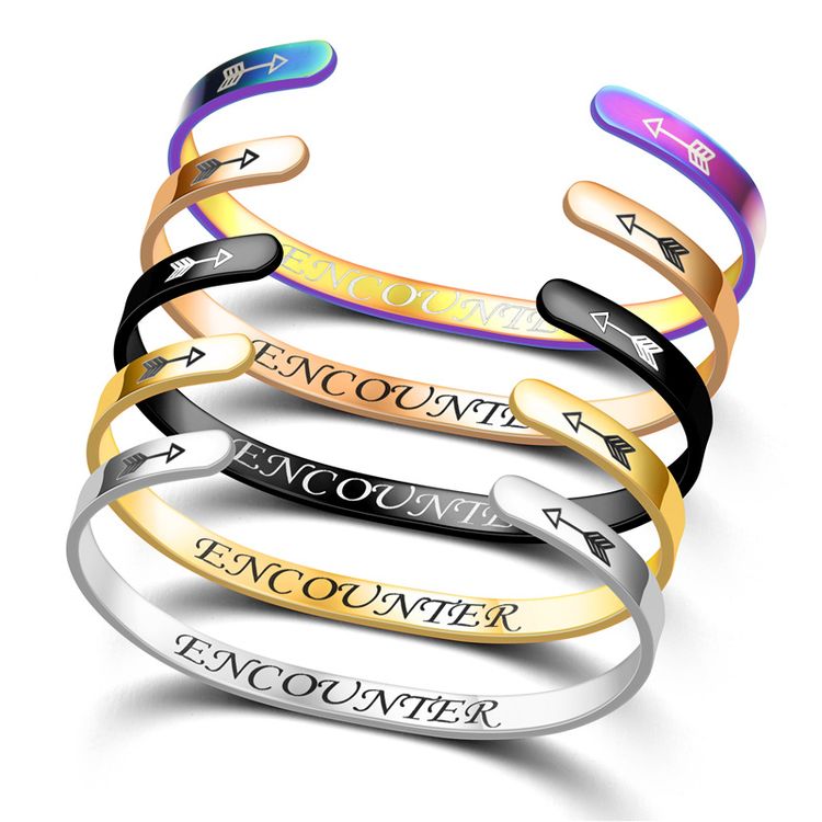 Titanium Steel C-shaped Encounter opening Adjustable Bracelet