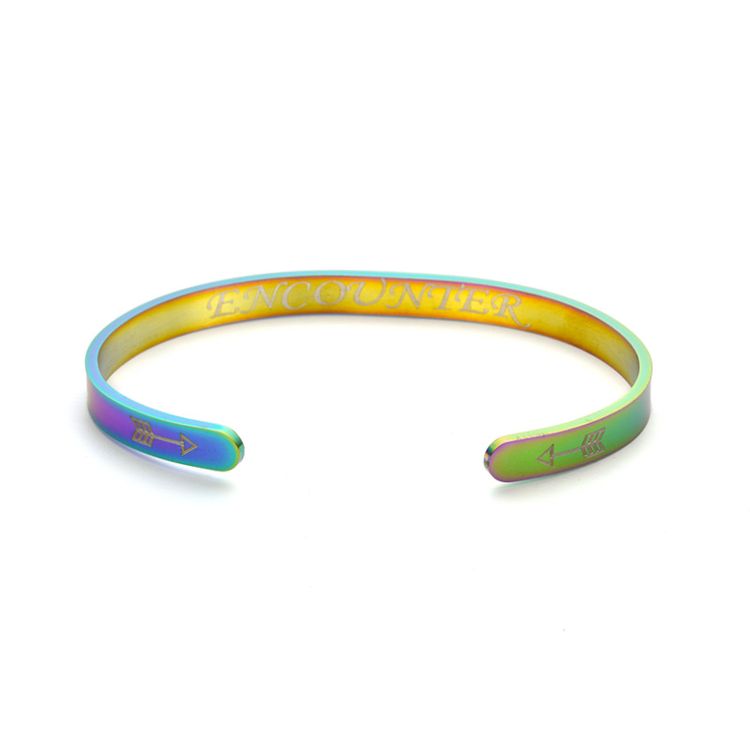 Titanium Steel C-shaped Encounter opening Adjustable Bracelet