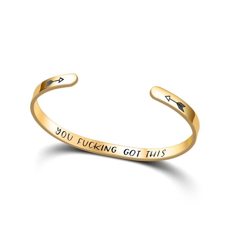 YOU FUCKING GOT THIS Engraved Stainless Steel C-Shape Adjustable Bracelet | Wholesale Jewelry Only 1