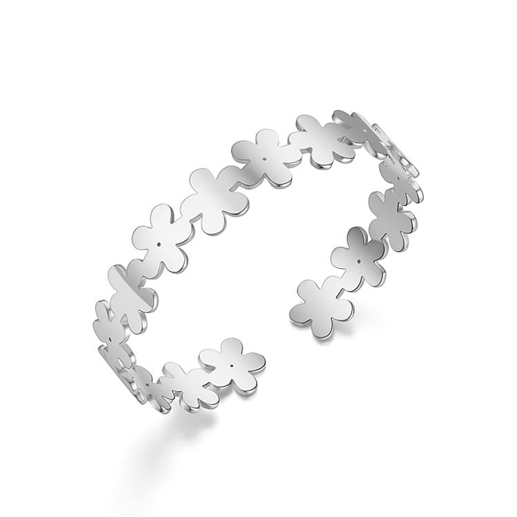 Cutout Skeleton Adjustable Flower Titanium Steel Bracelet
