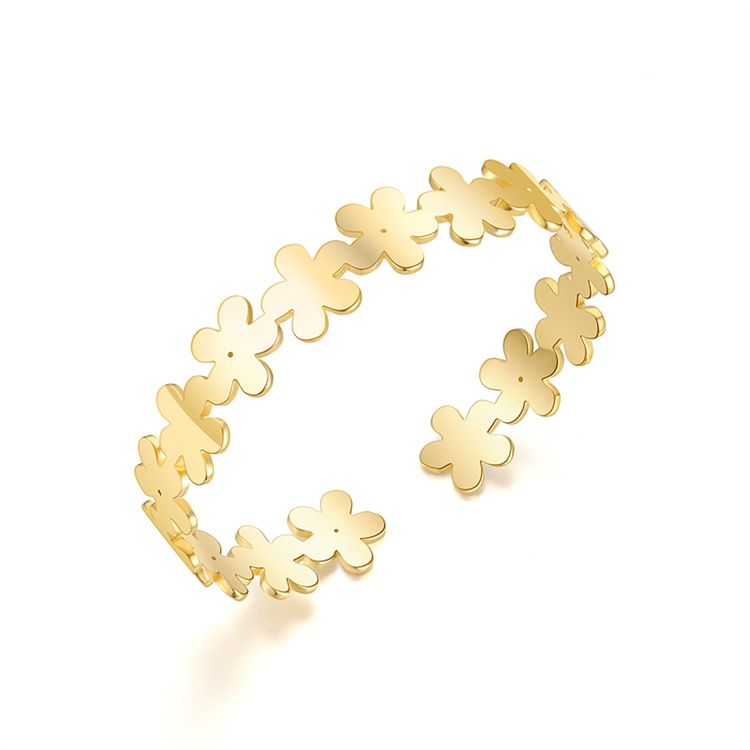 Cutout Skeleton Adjustable Flower Titanium Steel Bracelet | Wholesale Jewelry Only 3