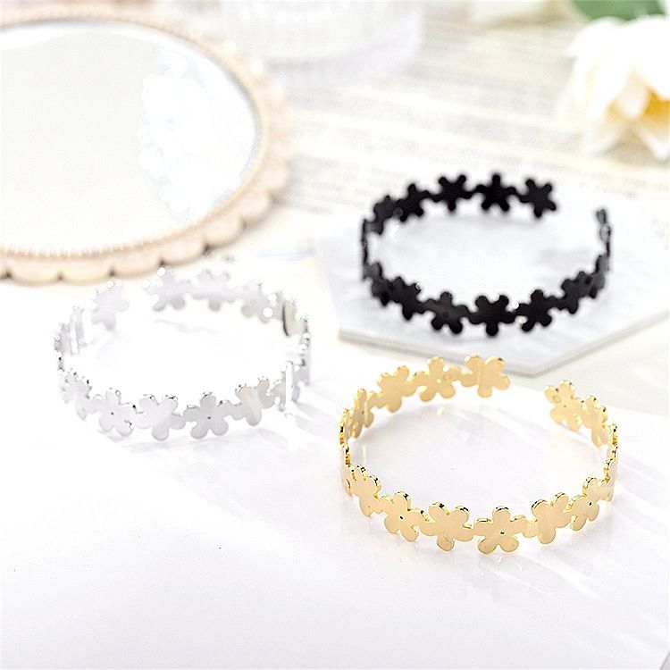 Cutout Skeleton Adjustable Flower Titanium Steel Bracelet | Wholesale Jewelry Only 5
