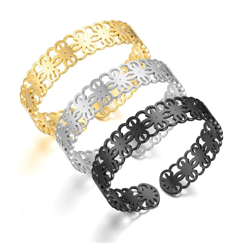 Wholesale Skeleton Adjustable Flower Titanium Steel Bracelet | Wholesale Jewelry Only 0