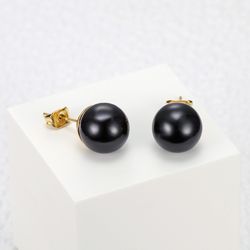 Trendy Artificial Pearls 18k Gold Plated Titanium Steel Women's Stud Earrings | Wholesale Jewelry Only