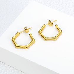 Fashion Bamboo Titanium 18k Gold Plated Women's Wholesale Stud Earrings | Wholesale Jewelry Only