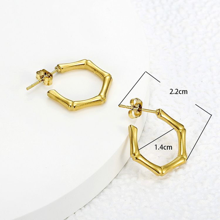 Fashion Bamboo Titanium 18k Gold Plated Women's Wholesale Stud Earrings | Wholesale Jewelry Only 3