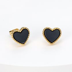 18k Gold Plated Korean style peach heart love titanium steel ladies earrings | Wholesale Jewelry Only